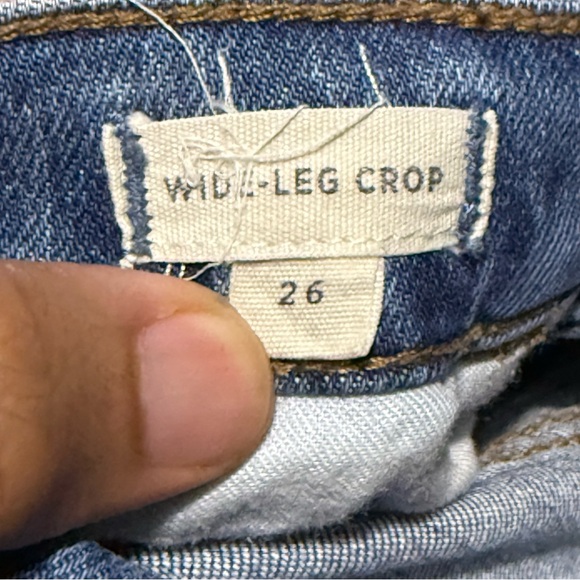 Madewell Wide Leg Crop Jeans Women's 26 Drop Hem Edition High Rise Baggy Fit Den - Picture 4 of 8